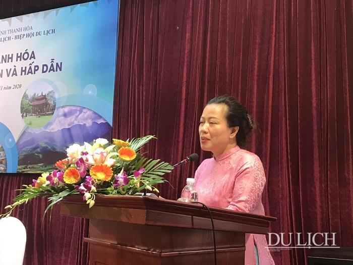 Bà Vương Thị Hải Yến - Phó Giám đốc Sở Văn hoá, Thể thao và Du lịch Thanh Hoá phát biểu tại Hội nghị
